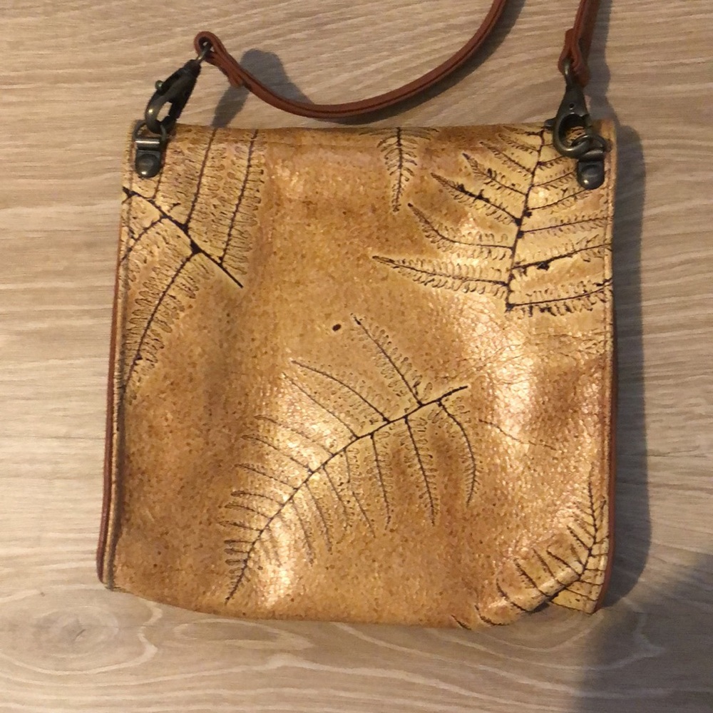 Genuine Leather Fern Print Crossbody - Picture 3 of 7